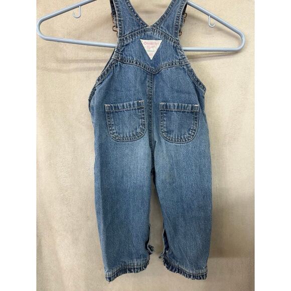 Oshkosh B’gosh 9 months Girls Vestbak Overalls Embroidered Floral Pocket Retro - Picture 3 of 4